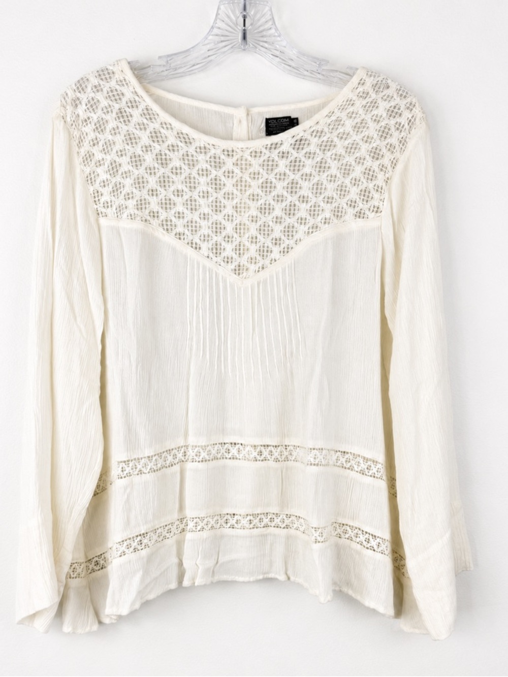 Volcom‎ Cream Lace Milkmaid Prairie Peasant Blouse Cottagecore Fairycore Medium